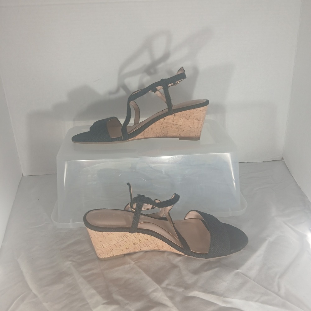 Talbots Black Woven Espadrille Wedge Sandals Women's Size 8.5M - Picture 2 of 10